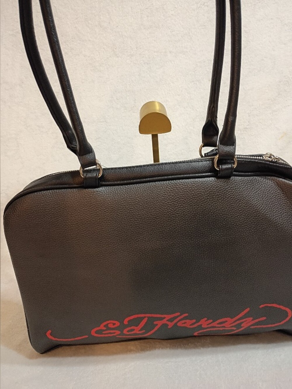 Ed Hardy Black Skull & Rose Eyelet Satchel - Picture 5 of 9